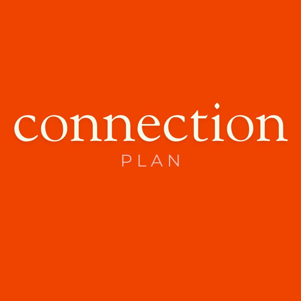 Orange square with white letters.